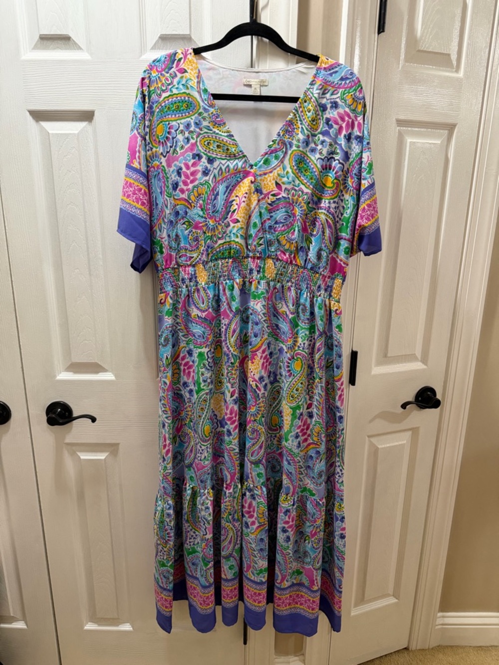 Cato Multicolor Paisley Maxi Dress with Purple Accents